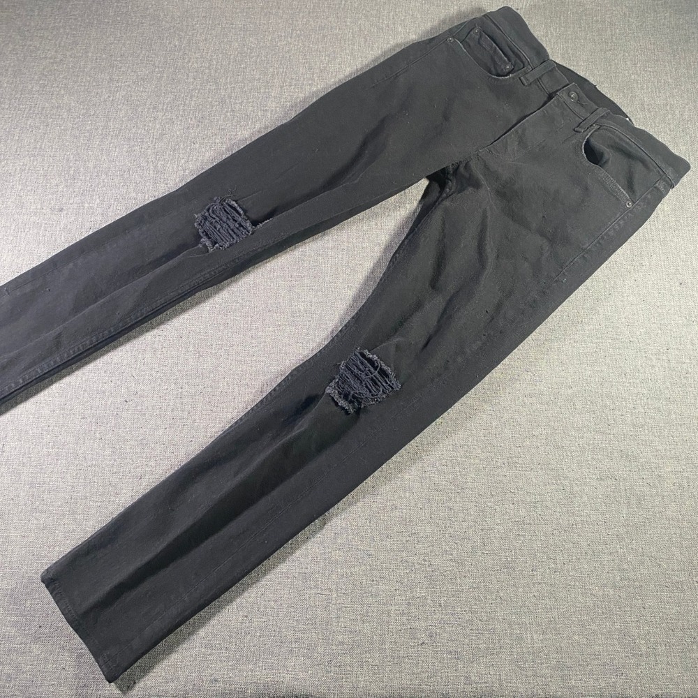 Rag & Bone Standard Issue Extra Slim Black Distressed Ripped Jeans‎ Size 31
